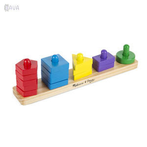 Розвивальні іграшки: Дерев'яні пірамідки на платформі «Форми і кольори», Melissa & Doug