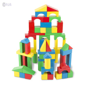 Кубики, сортеры и пирамидки: Деревянный конструктор «100 цветных деталей», Melissa & Doug
