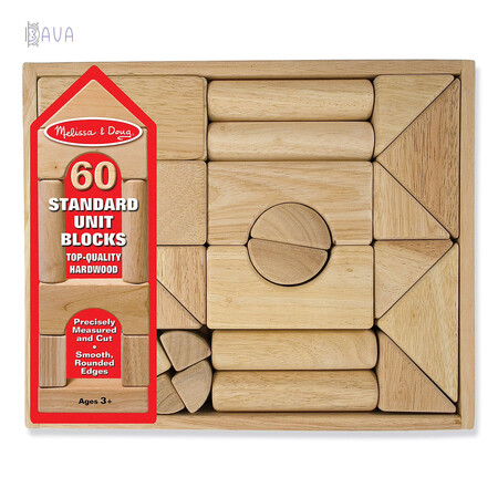 Кубики, пірамідки і сортери: Набір дерев'яних блоків «Архітектор», 60 дет., Melissa & Doug