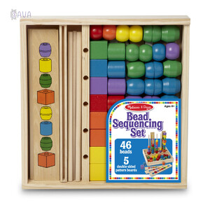 Головоломки и логические игры: Развивающий деревянный набор «Последовательность и соответствие» с бусинками, Melissa & Doug