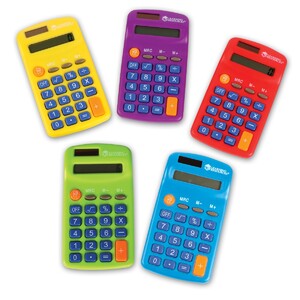 Простая арифметика: Разноцветные школьные калькуляторы (10 шт.) Learning Resources