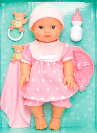 Ляльки і аксесуари: Вініловий пупс дівчинка з аксесуарами, 36 см