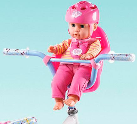 Куклы и аксессуары: Пупс на велопрогулке