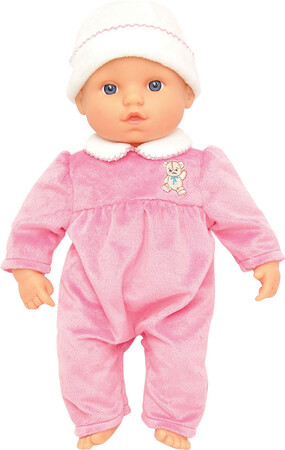 Куклы и аксессуары: Мягкий пупс девочка в розовой пижаме (33 см)