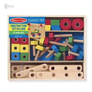 Игры и игрушки: Деревянный строительный конструктор в коробке, 48 дет., Melissa & Doug