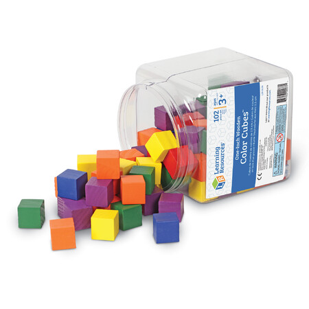 Мелкая моторика и сортировка: Деревянные цветные кубики, 2.5 см (100 шт.) Learning Resources