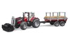 Ігровий трактор Massey Ferguson з причепом-лісовозом, Bruder