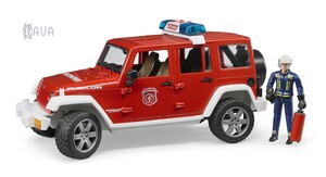 Автомобілі: Позашляховик Jeep Wrangler Unlimited Rubicon Пожежний з фігуркою, Bruder