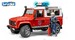 Позашляховик Land Rover Defender Station Wagon пожежний з фігуркою синій, червоний, Bruder дополнительное фото 1.