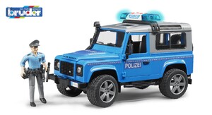 Рятувальна техніка: Позашляховик Land Rover Defender Station Wagon Поліцейський з фігуркою, Bruder