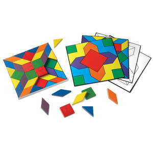 Математика і геометрія: Розвивальний набір "Дерев'яна мозаїка з картками" Learning Resources