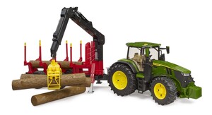 Міська та сільгосптехніка: Ігровий трактор John Deere 1:16 з причепом-лісовозом та маніпулятором, Bruder