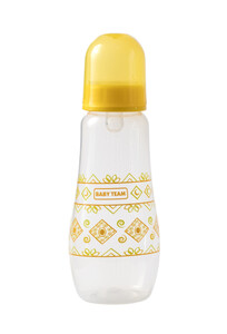 Поильники, бутылочки, чашки: Бутылочка для кормления с силиконовой соской, Baby team (желтый, 300 мл)