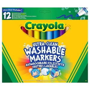 Товары для рисования: Смываемые фломастеры с широким наконечником Супер чисто (12 шт), Crayola