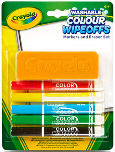 Фломастеры для письма на доске с губкой (5 шт), Crayola