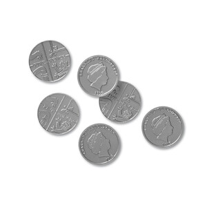 Математика и геометрия: Игрушечные деньги "Монеты по 5 британских пенни" (100 шт.) Learning Resources