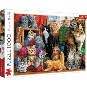 Пазлы и головоломки: Пазл «Коты с мотками нитей», 1000 эл., Trefl