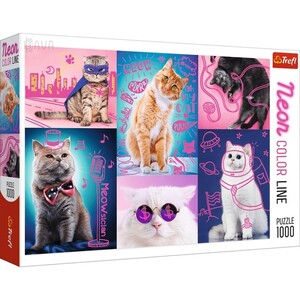 Ігри та іграшки: Пазл «Неонові малюнки: Супер коти», 1000 ел., Trefl