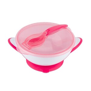 Дитячий посуд і прибори: Мисочка на присосці з ложечкою, рожева, BabyOno