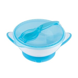 Дитячий посуд і прибори: Мисочка на присосці з ложечкою, блакитна, BabyOno