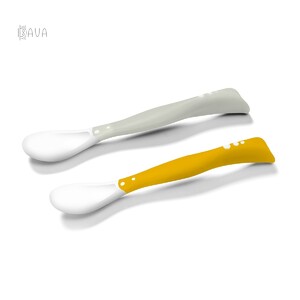 Детская посуда и приборы: Ложечки пластичные, серая и желтая, 2 шт., BabyOno