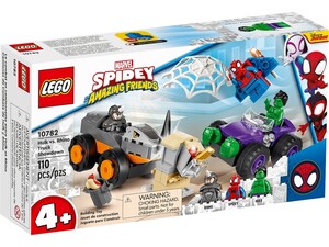 Набори LEGO: Конструктор LEGO Spidey Битва Халка з Носорогом на вантажівках 10782