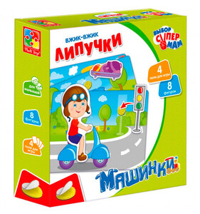 Пазлы и головоломки: Настольная игра Vladi Toys Вжик-вжик Липучки Машинки рус