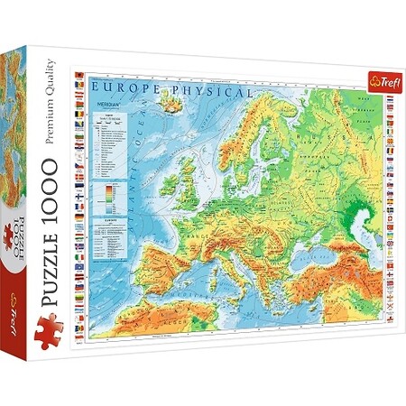 Классические: Пазл «Физическая карта Европы», 1000 эл., Trefl