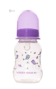 Бутылочка для кормления с талией и силиконовой соской, Baby team (фиолетовый, 125 мл)