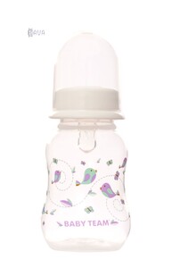 Бутылочка для кормления с талией и силиконовой соской, Baby team (белый, 125 мл)