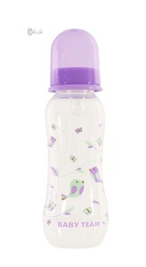 Поильники, бутылочки, чашки: Бутылочка для кормления с талией и силиконовой соской, Baby team (фиолетовый, 250 мл)