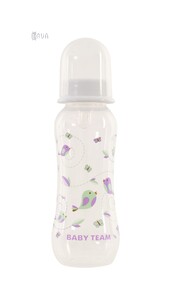 Бутылочки: Бутылочка для кормления с талией и силиконовой соской, Baby team (белый, 250 мл)