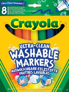 Товари для малювання: Фломастери, що змиваються, Ultra-Clean Washable Markers з товстим наконечником (8 шт), Crayola