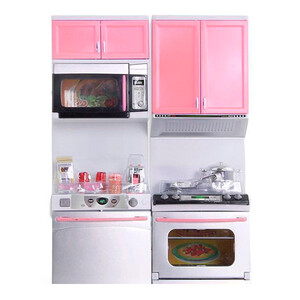 Кухня и столовая: Кухня кукольная со световыми и звуковыми эффектами, Маленькая хозяюшка 2 (розовая), QunFengToys
