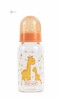 Бутылочка для кормления стеклянная с силиконовой соской, Baby team (оранжевый, 150 мл)