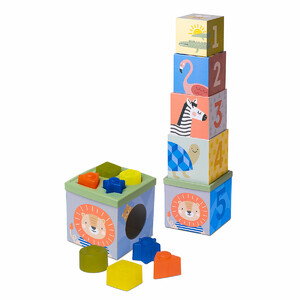 Игры и игрушки: Развивающий сортер-пирамидка серии «Саванна» — «Кубики Африка», Taf Toys