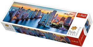 Пазлы и головоломки: Пазл-панорама «Майами в сумерках, США», 1000 эл., Trefl