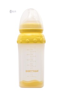 Пляшка для годування скляна із силіконовою соскою, Baby team