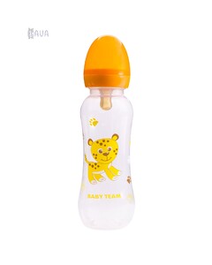 Поильники, бутылочки, чашки: Бутылочка для кормления с латексной соской, Baby team (оранжевый, 250 мл)