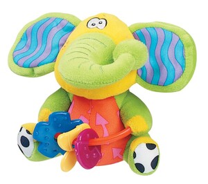 Игрушки на коляску и кроватку: Игрушка с прорезывателями Слоненок (зеленый), PLAYGRO