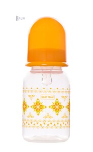 Бутылочка для кормления с силиконовой соской, Baby team (оранжевый, 125 мл)