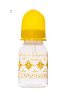 Пляшечки: Пляшка для годування з силіконовою соскою, Baby team (жовтий, 125 мл)