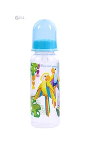 Бутылочка для кормления с силиконовой соской, Baby team (попугаи, 250 мл)