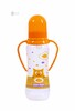 Бутылочка для кормления с силиконовой соской и ручками, Baby team (оранжевый, 250 мл)