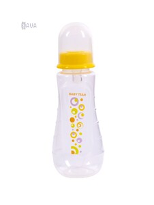 Поильники, бутылочки, чашки: Бутылочка для кормления эргономической формы с силиконовой соской, Baby team (желтый)