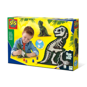 Виготовлення іграшок: Набір для створення гіпсової фігурки «Ті-Рекс зі скелетом», SES Creative