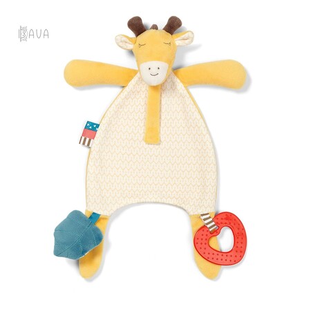 Брязкальця і прорізувачі: М'яка іграшка-обіймашка з прорізувачем і пискавкою «Корова», BabyOno
