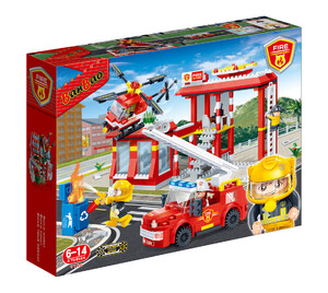 Конструктор «Пожарная станция, вертолет и машина», 505 эл. Banbao