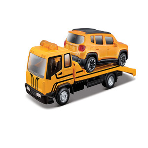 Автомобілі: Ігровий набір Евакуатор з автомоделлю Jeep Renegade жовтий (1:43), Bburago