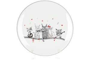Дитячий посуд і прибори: Тарілка керамічна з об'ємним малюнком Котики, 20 см